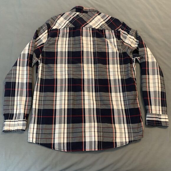 Eighty Eight Shirt Mens XL Gray Navy Red Plaid Button Front Long Sleeve Western - Picture 6 of 7